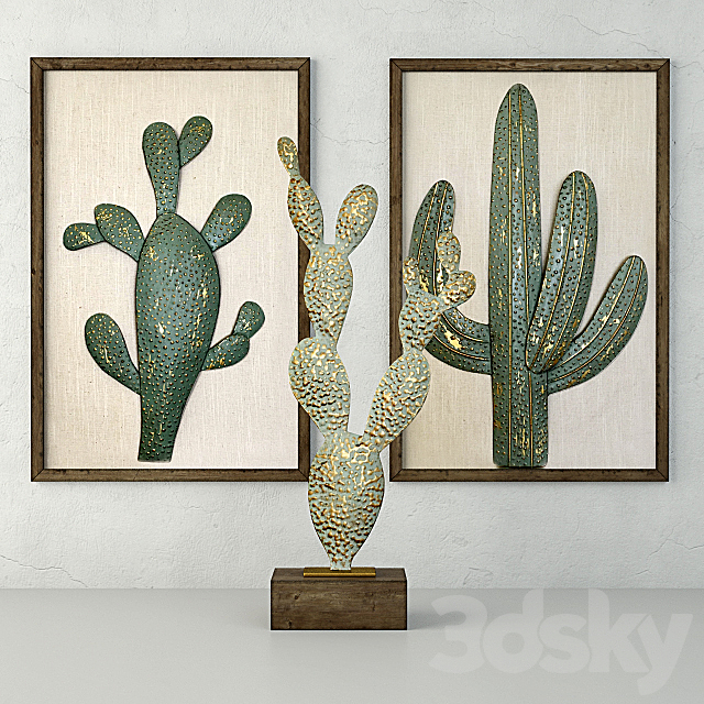 Metal Cactus Sculptures 3ds Max - thumbnail 1