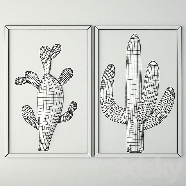 Metal Cactus Sculptures 3ds Max - thumbnail 2