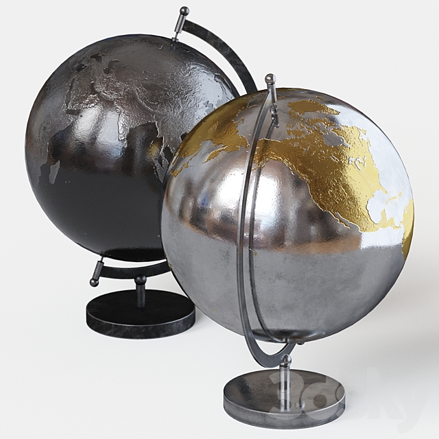 Metal globe 3DS Max Model - thumbnail 2