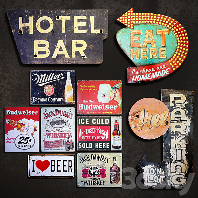 Metal Signs ?8. Bar 3DSMax File - thumbnail 1