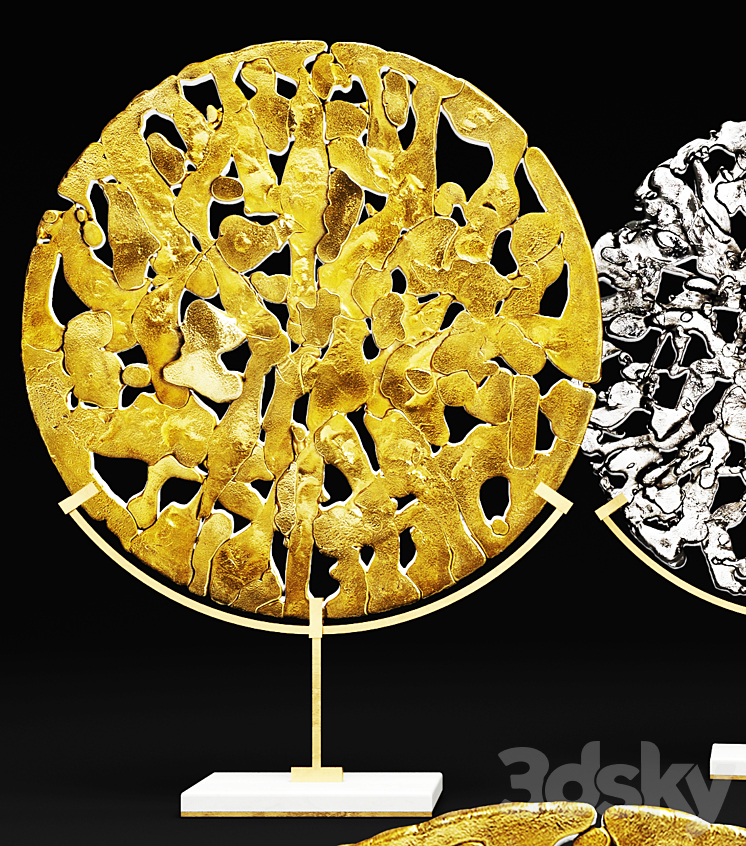 Michael Aram. Golden Disk. Horchow luxury decor figurine metal 3DS Max - thumbnail 2