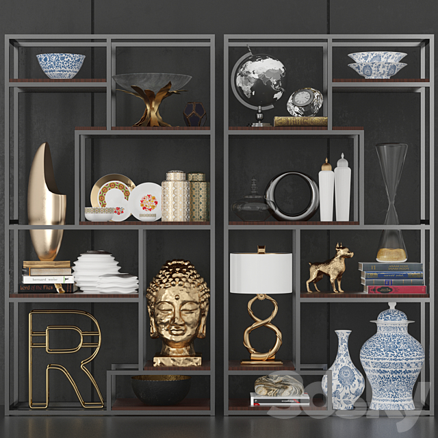 Minimalist shelving with decor and accessories for design projects 7 3DSMax File - thumbnail 1