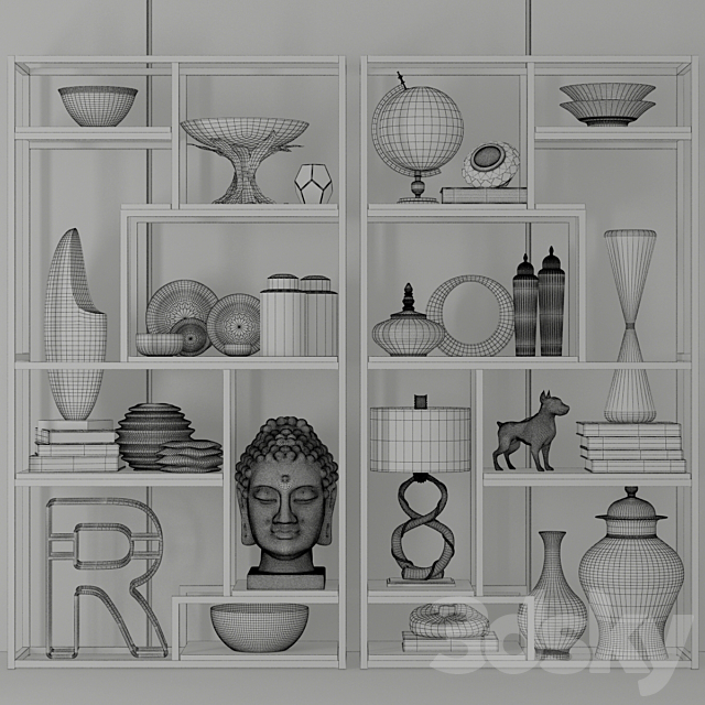 Minimalist shelving with decor and accessories for design projects 7 3DSMax File - thumbnail 2