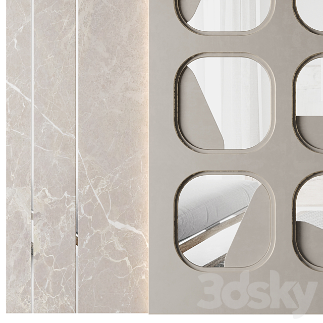 Mirror cells Wall panel 3ds Max - thumbnail 3