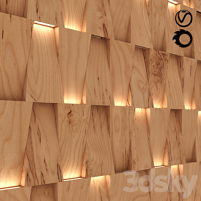 modern 3D wall panel with lighting variation 3DS Max Model - thumbnail 2