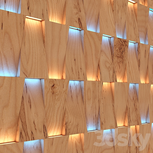 modern 3D wall panel with lighting variation 3DS Max Model - thumbnail 3