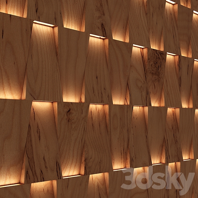 modern 3D wall panel with lighting variation 3DS Max Model - thumbnail 4