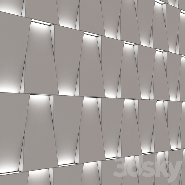 modern 3D wall panel with lighting variation 3DS Max Model - thumbnail 5