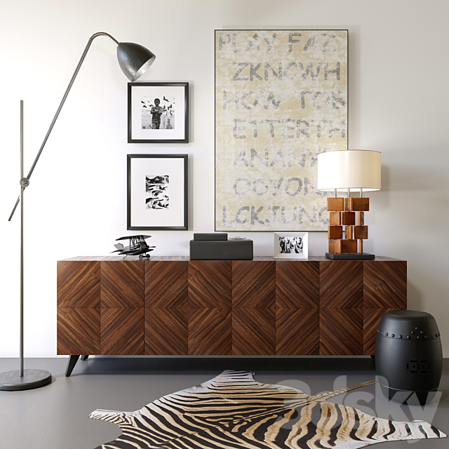 Modern chest of drawers with lamp and decor 3DSMax File - thumbnail 1