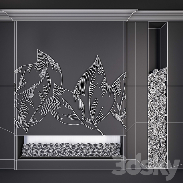 Modern fireplace (leaves1) 3DS Max Model - thumbnail 5