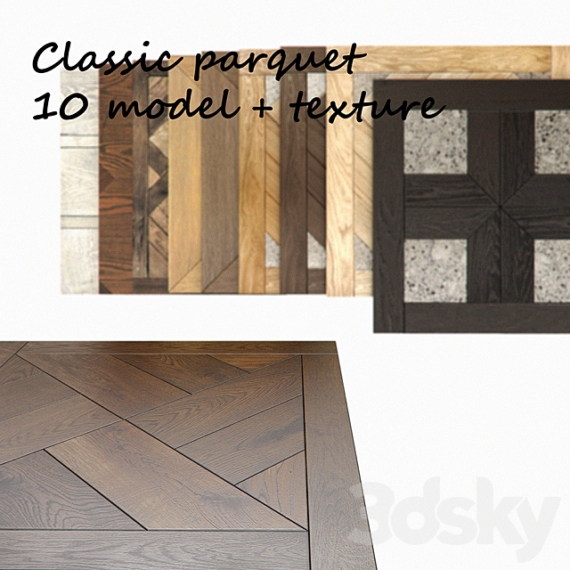 Modular parquet classic 3DS Max Model - thumbnail 1