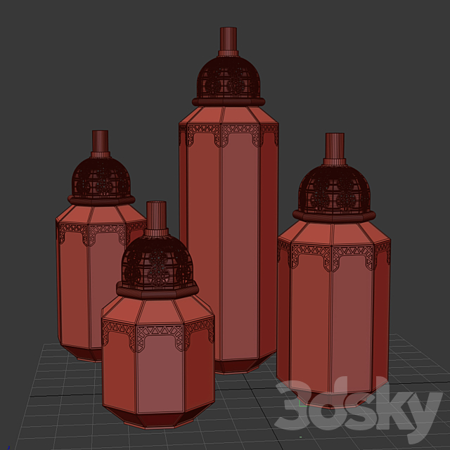 Moroccan candlesticks 3DS Max Model - thumbnail 2