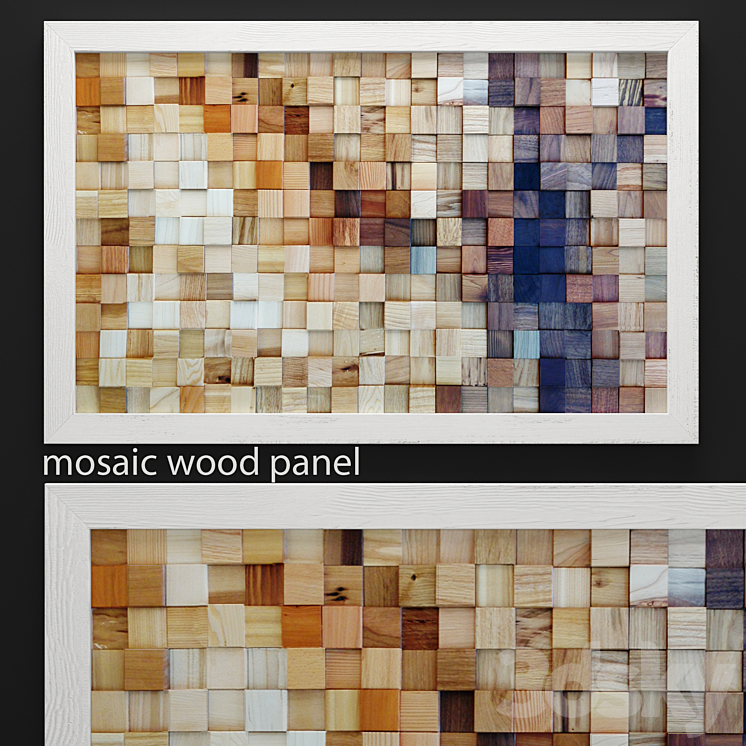 mosaic wood panel mosaic wooden picture bars timber abstraction natural decor eco design 3DS Max - thumbnail 1