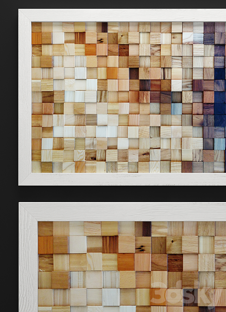 mosaic wood panel mosaic wooden picture bars timber abstraction natural decor eco design 3DS Max - thumbnail 2