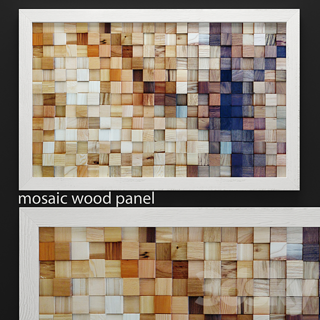 mosaic wood panel. mosaic. wooden. picture. bars. timber. abstraction. natural decor. eco design 3DSMax File - thumbnail 1