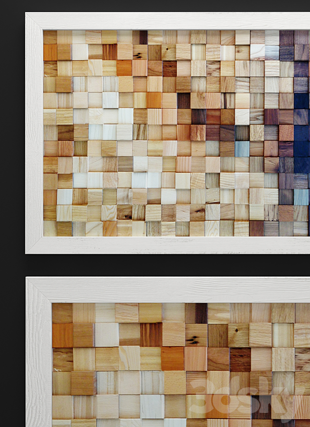 mosaic wood panel. mosaic. wooden. picture. bars. timber. abstraction. natural decor. eco design 3DSMax File - thumbnail 2