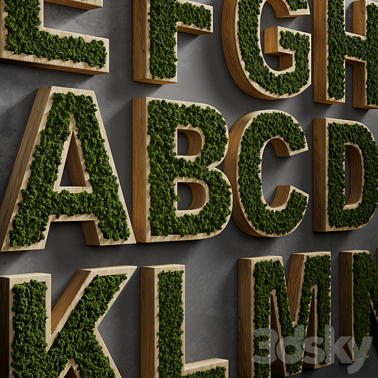 Moss alphabet 3DS Max Model - thumbnail 2