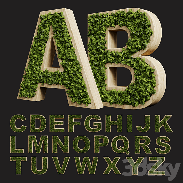 Moss alphabet 3DS Max Model - thumbnail 3