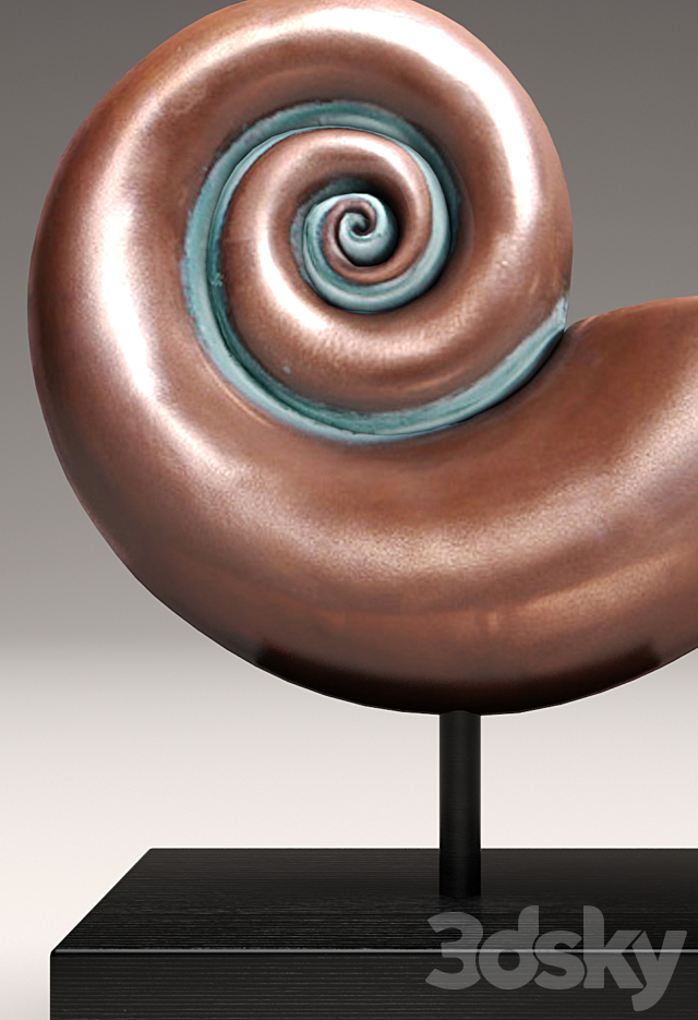 Nautilus Shell Bronze figurine patina copper ammonite decor shell 3DS Max Model - thumbnail 3