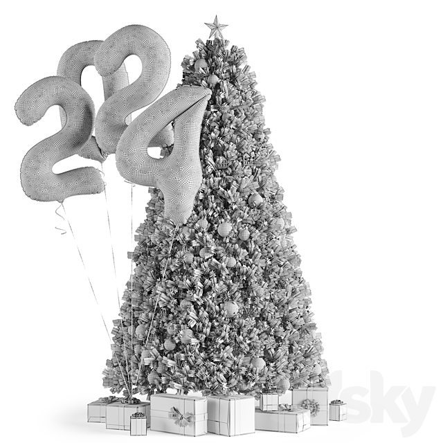 New Year tree 2024 3DS Max Model - thumbnail 6