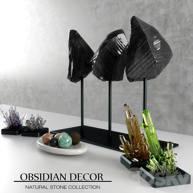 Obsidian Decorative Natural Marble and Crystal Tableware Set 3DS Max - thumbnail 1