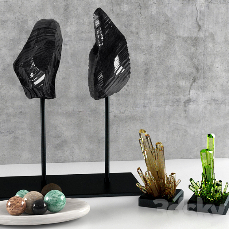 Obsidian Decorative Natural Marble and Crystal Tableware Set 3DS Max - thumbnail 2