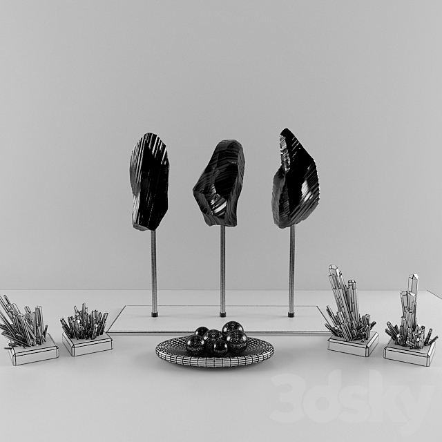 Obsidian Decorative Natural Marble and Crystal Tableware Set 3DSMax File - thumbnail 3