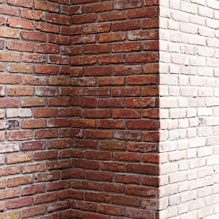 Old red brick wall 3DS Max - thumbnail 1