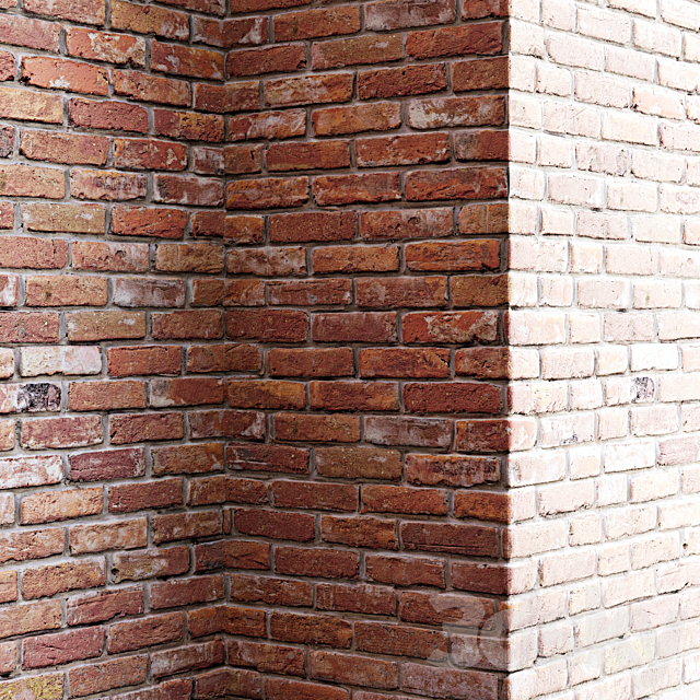 Old red brick wall 3DSMax File - thumbnail 1