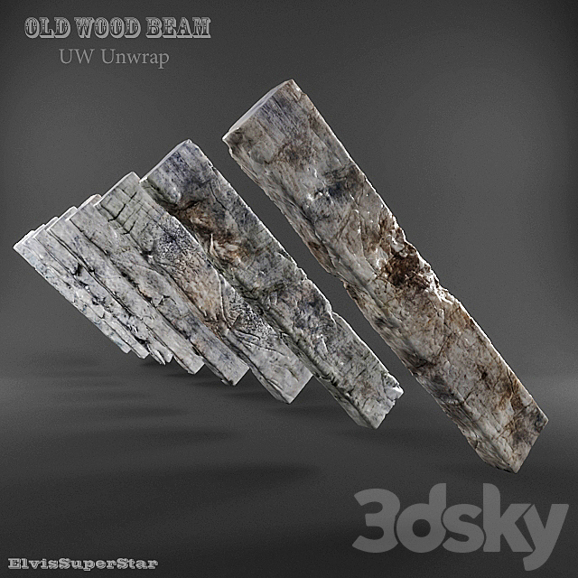 Old Wood beam 3ds Max - thumbnail 1