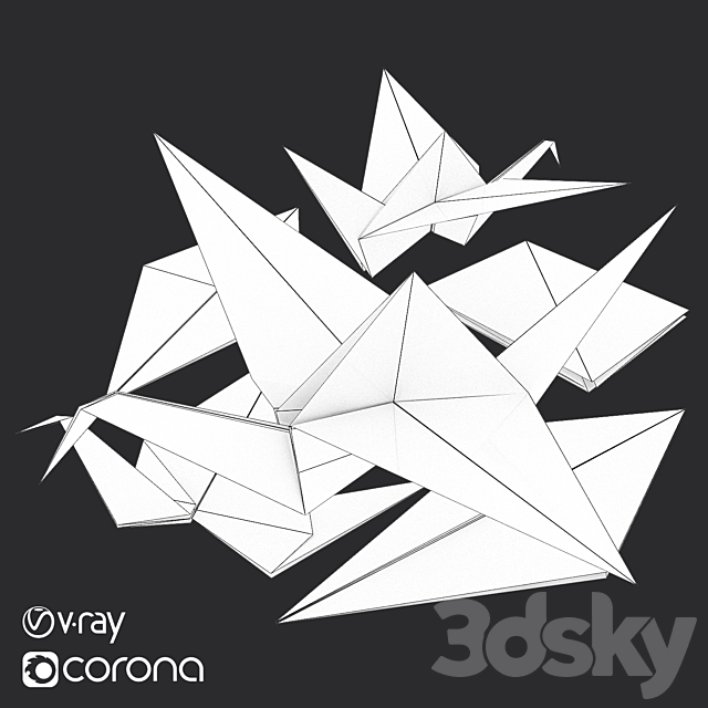 Origami crane 3DS Max Model - thumbnail 2