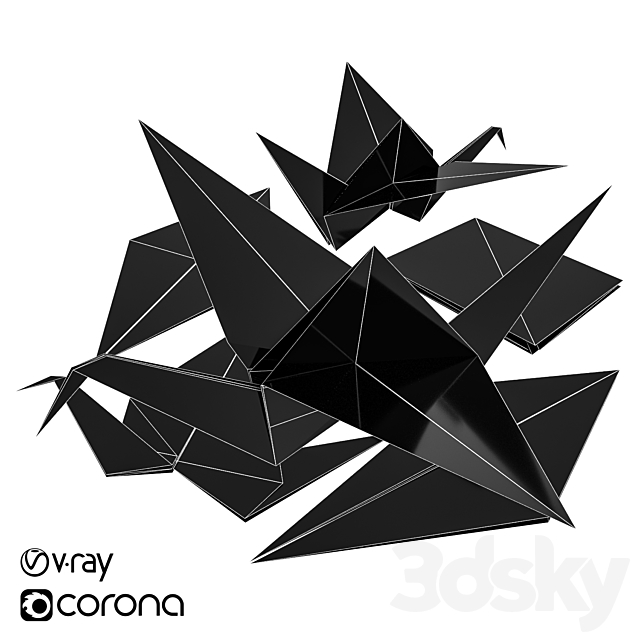 Origami crane 3DS Max Model - thumbnail 3