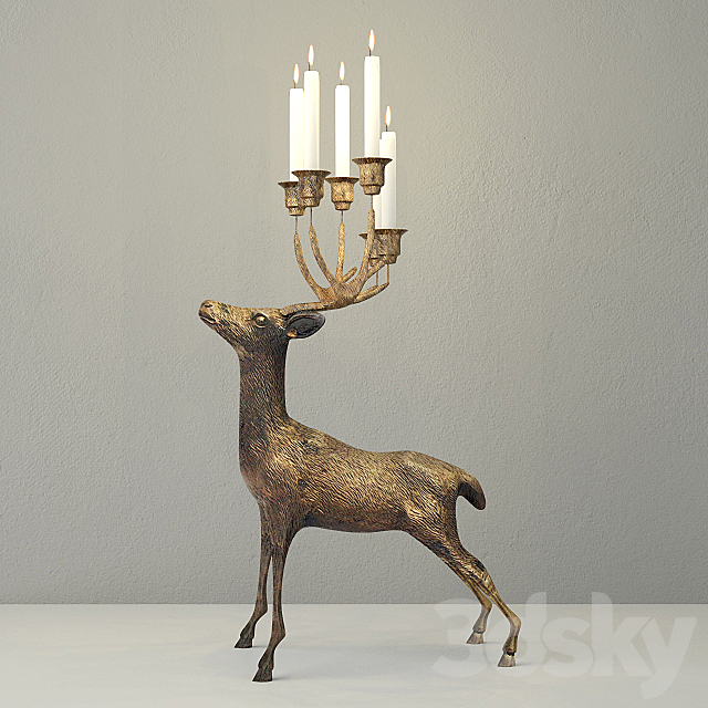 Oversize Brass Deer Candle Holder 3DSMax File - thumbnail 1