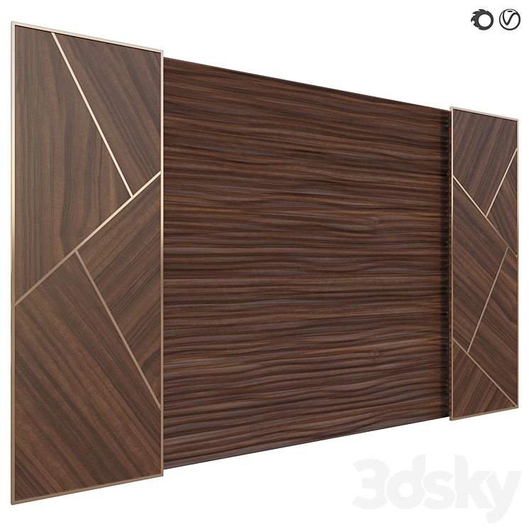 Panel Decor wooden waves 3DS Max Model - thumbnail 2