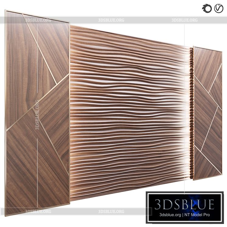 Panel Decor wooden waves 3DS Max - thumbnail 3