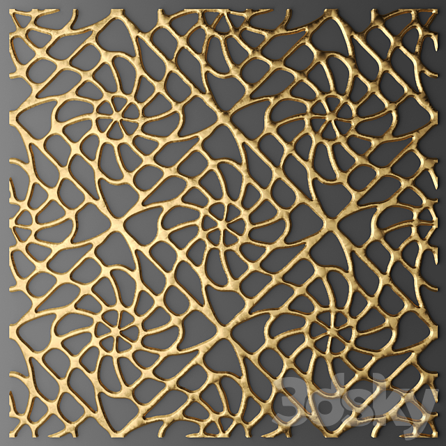 Panel. lattice. perforation. luxury. gold. wall decor 3DSMax File - thumbnail 1