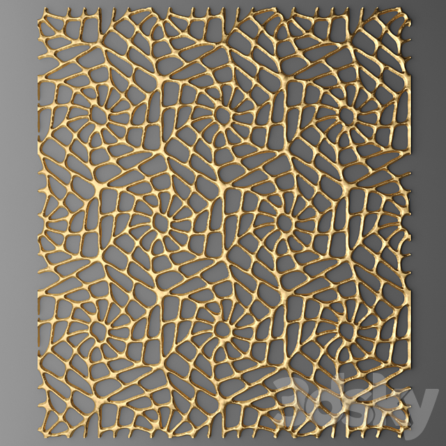 Panel lattice web wall decor luxury gold 3ds Max - thumbnail 1