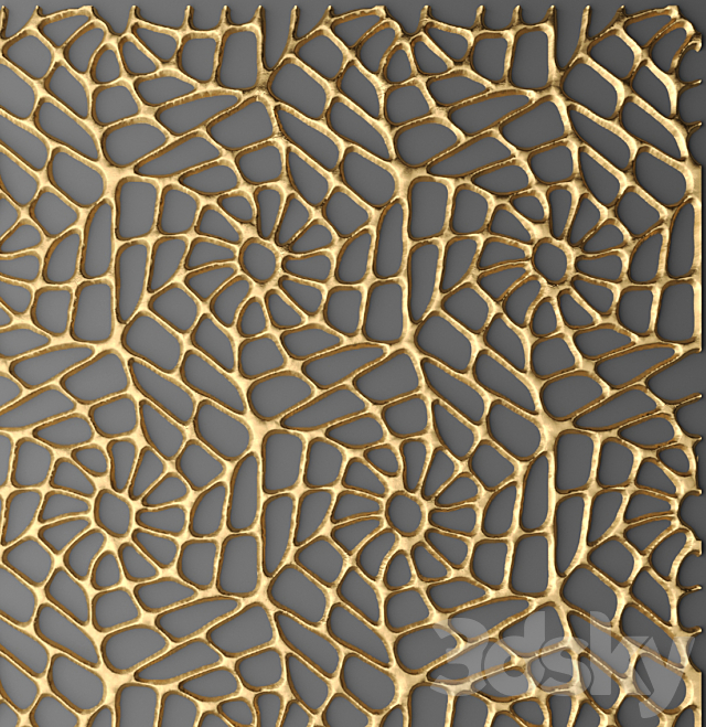 Panel lattice web wall decor luxury gold 3ds Max - thumbnail 2