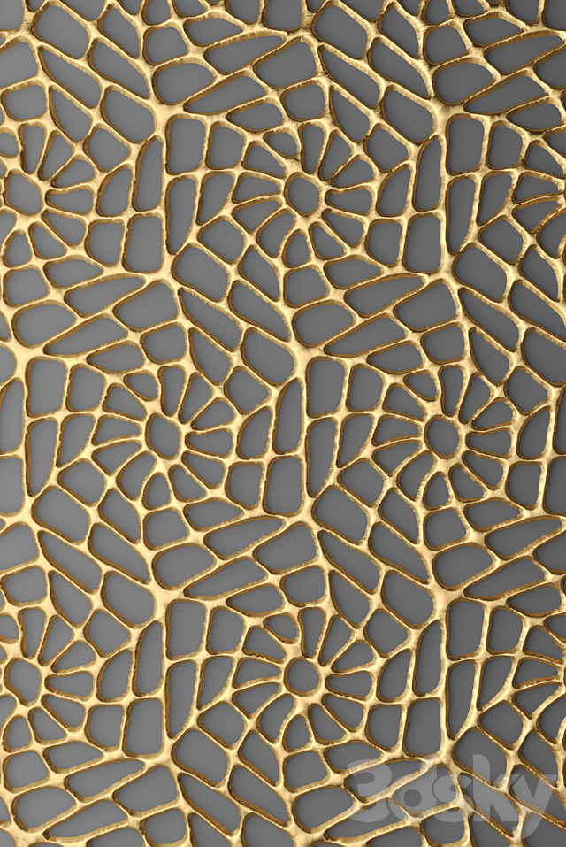 Panel lattice web wall decor luxury gold 3ds Max - thumbnail 3