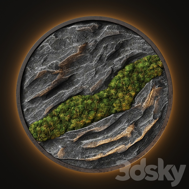 Panel Stone and moss 3ds Max - thumbnail 2