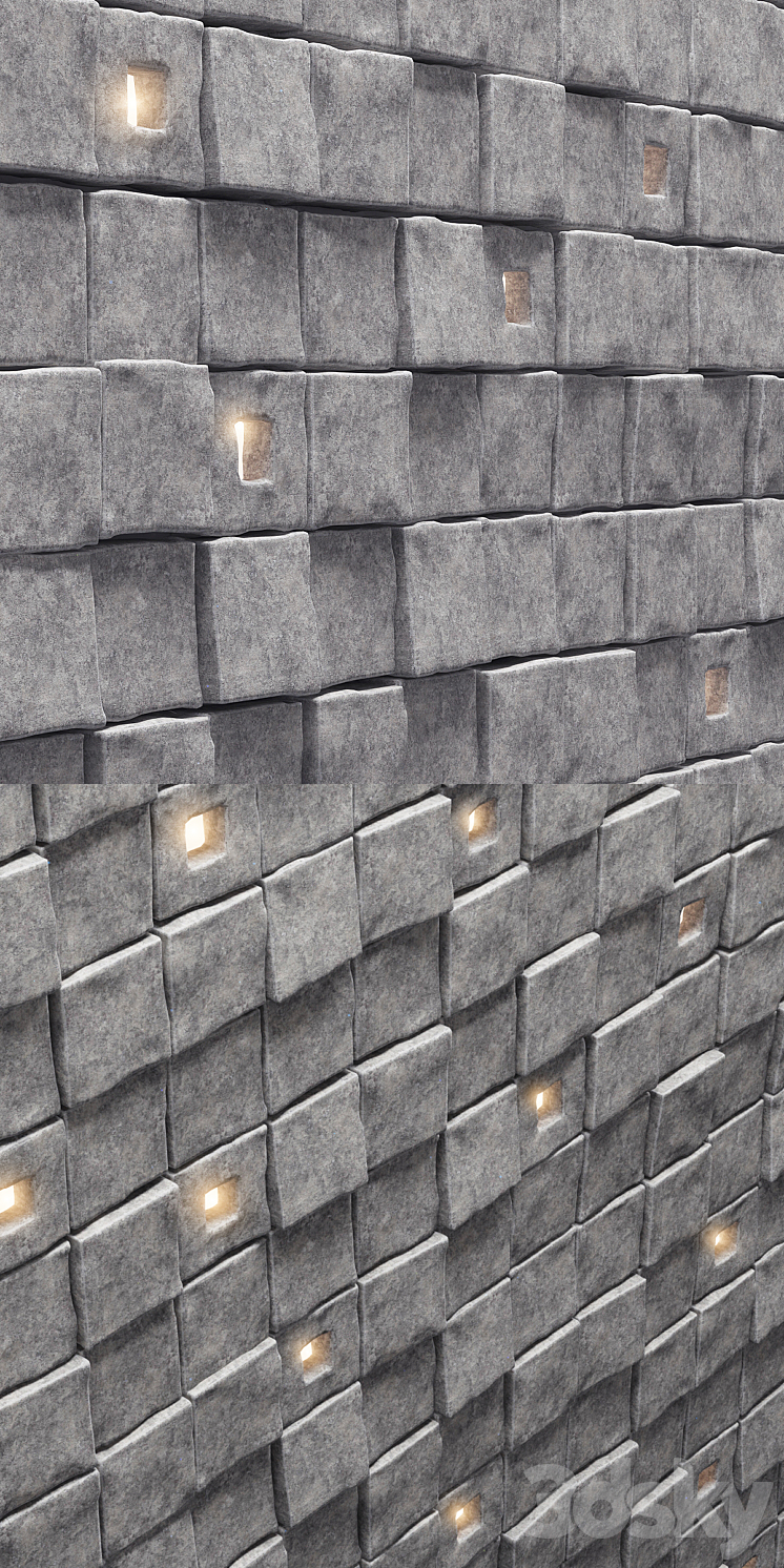 Panel stone cube 3DS Max - thumbnail 2