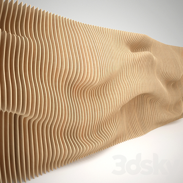 Parametric wall panel of wood 3DS Max Model - thumbnail 1