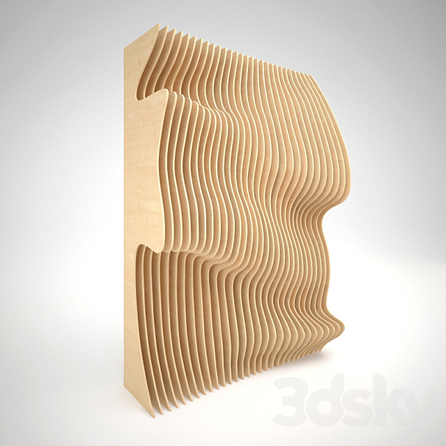 Parametric wall panel of wood 3DS Max Model - thumbnail 2