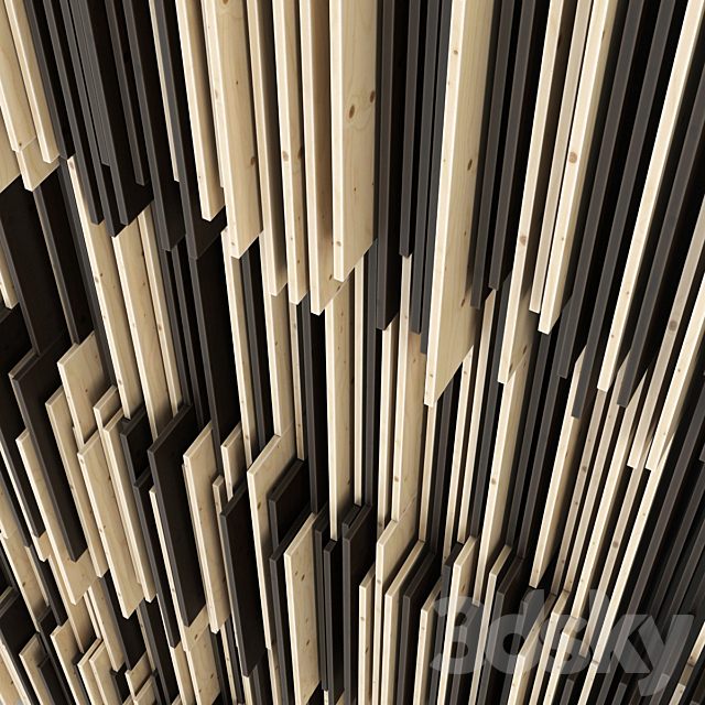 Parametric wood panel “Strokes” 3DS Max Model - thumbnail 2