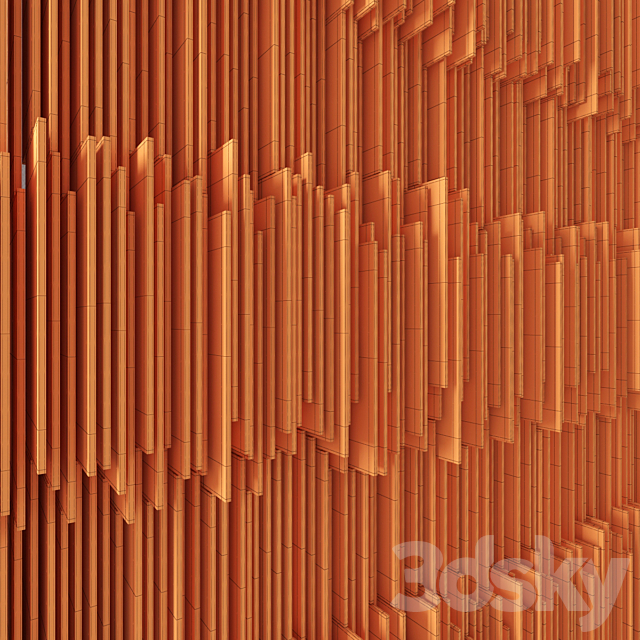 Parametric wood panel “Strokes” 3DS Max Model - thumbnail 3