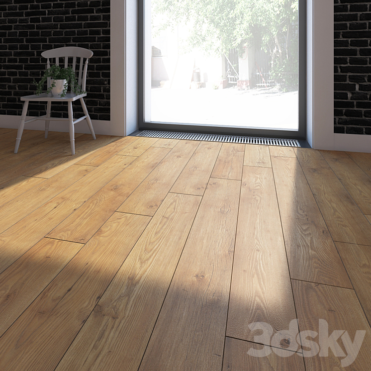 Parquet 2x types of Kronospan Swedish rustic oak and chestnut tan 3DS Max - thumbnail 1