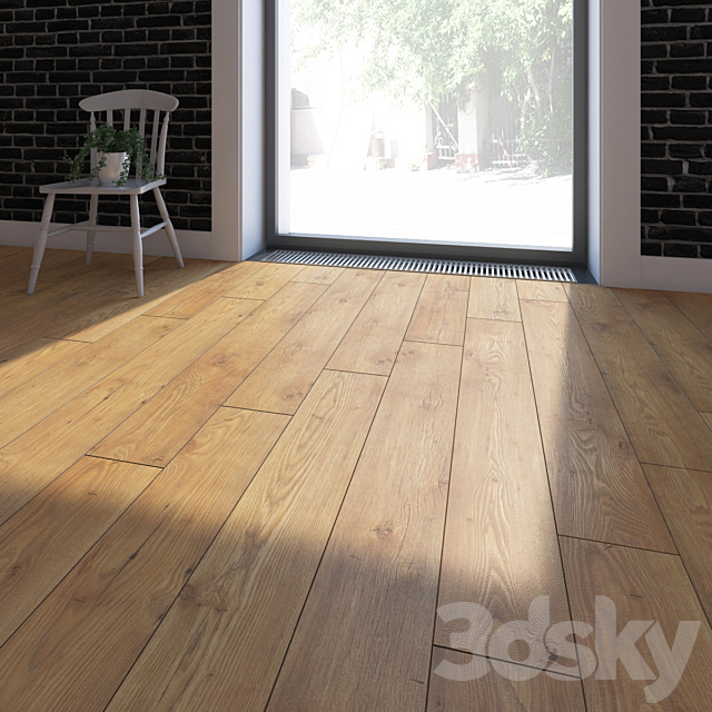 Parquet 2x types of Kronospan Swedish rustic oak and chestnut tan 3DSMax File - thumbnail 1