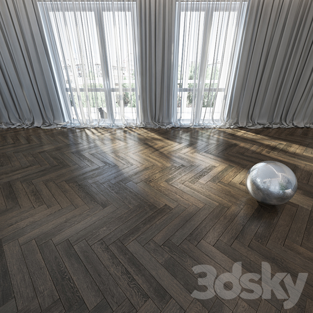 Parquet Herringbone Herringbone French Christmas Tree ash and oak. 3DS Max Model - thumbnail 3