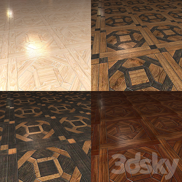 Parquet shield Salerno (8 colors) 3DS Max Model - thumbnail 2