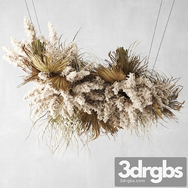 Pendant decor of pampas grass and dried palm leaves 3dsmax Download - thumbnail 1